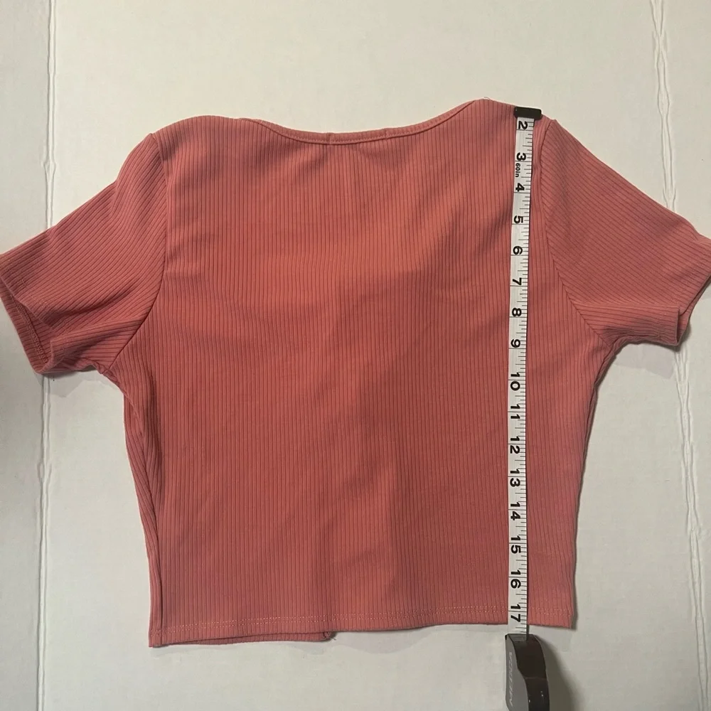 Women's Papaya Pink Tie-Front Top - Picture 5 of 5